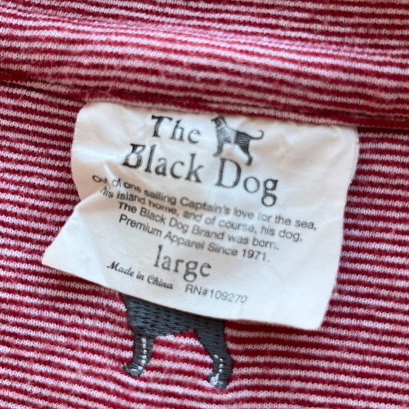 The Black Dog Martha's Vineyard Striped 1/4 Zip Pullover Mens Large Red White - Picture 10 of 11